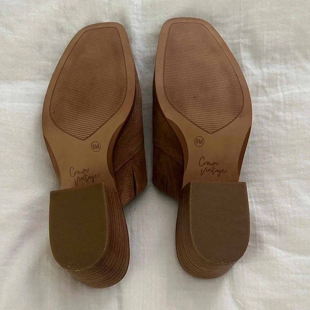 Crown Vintage Tan Brown Suede Mules - Picture 4 of 4
